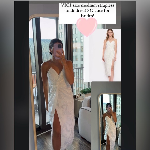 Dee Elly strapless dress w/ slit - Picture 1 of 5